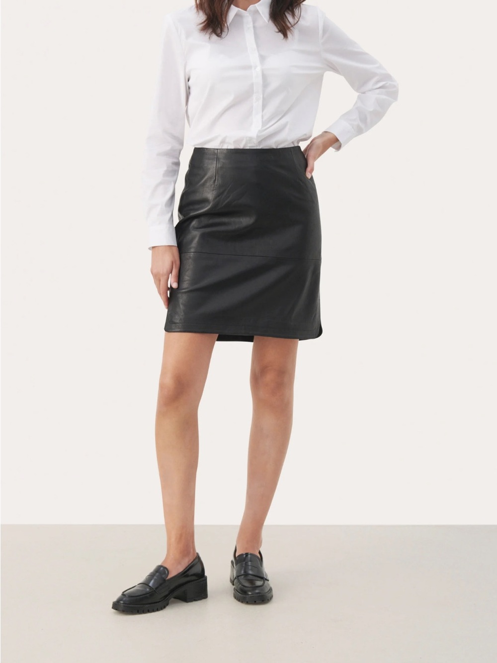 Black Lamb Leather Mini Skirt